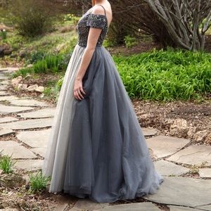 Sherri Hill  Beaded Gray Prom Dress
